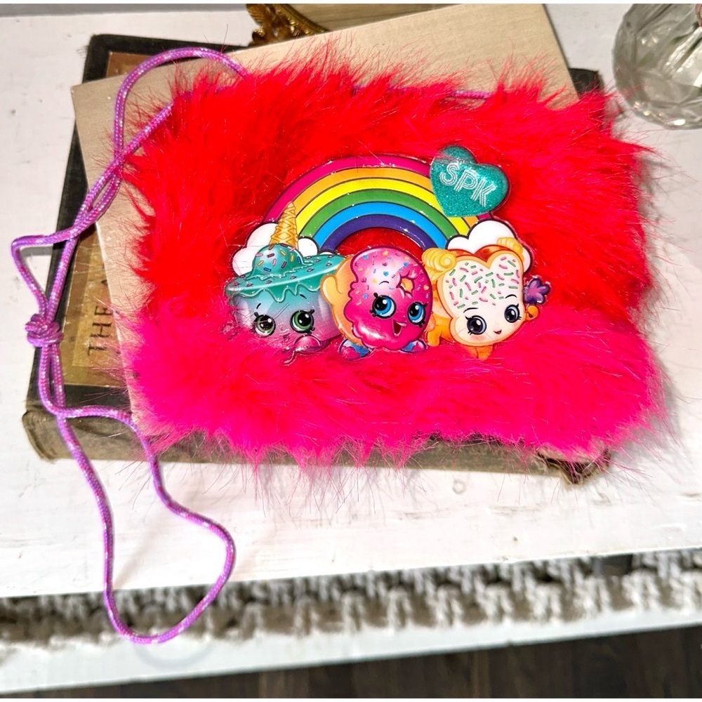 Shopkins Girls Fur Crossbody/Shoulder Bag Pink